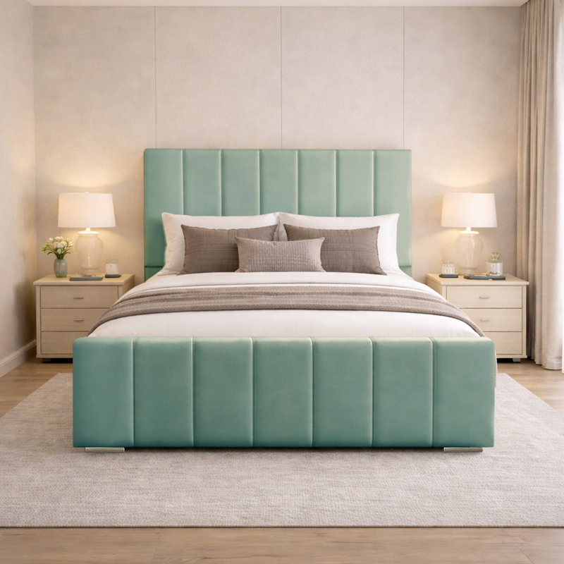 Connell Upholstered Bed Frame, Duck Egg, Super King (6')