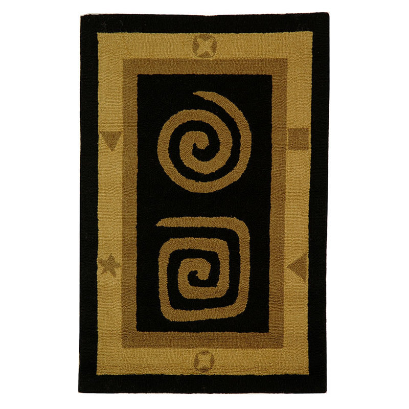 Ardilla Hand Hooked Wool Pile Geometric Rug, Rectangle 1'8" x 2'6"