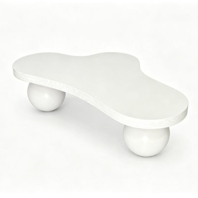 Table basse moderne en forme de nuage avec pieds sculpturaux en forme de boule