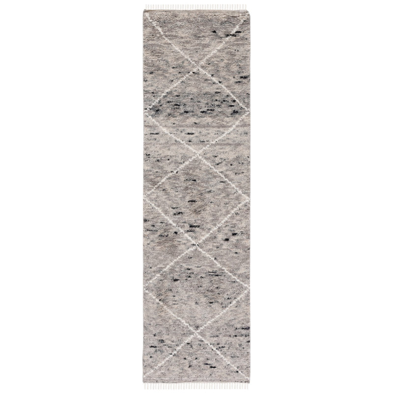 Meiners Hand Knotted Wool Geometric Rug, Runner 2'3" x 8'
