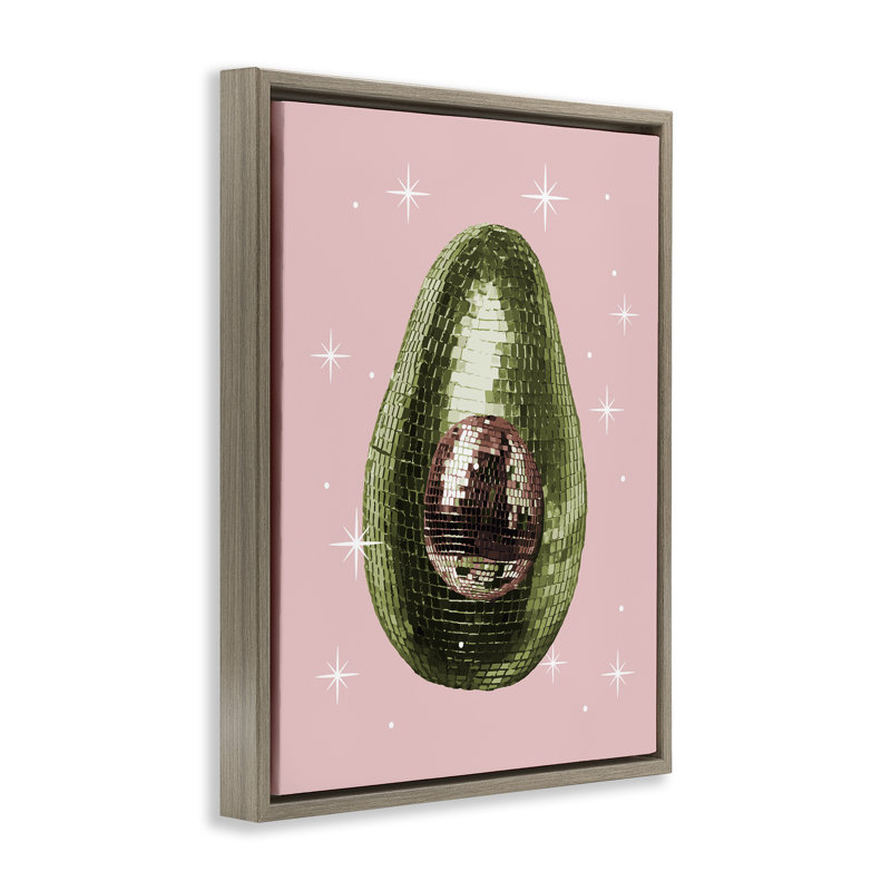 Cadre flottant Luminous Disco Avocado, design par Lil 'Rue, H 21 po x l 17 po, Cadre flottant orme Montalcino