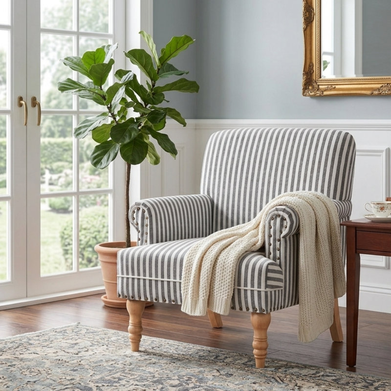 Fauteuil rembourré en bois, Gris foncé