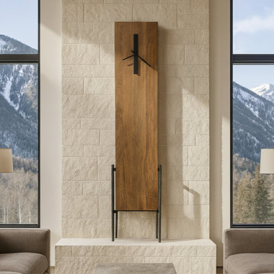Bedford Park Modern Grandfather Clock, Solid Mango Wood, Hand Forged Iron Base