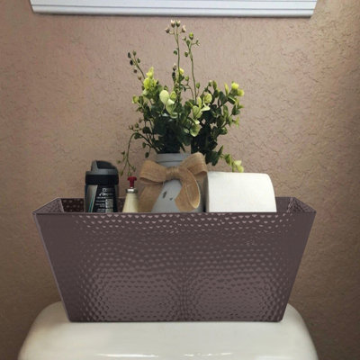 Hammered Stainless Steel Vanity Toilet Tank Tray with Oil Rubbed Bronze Finish for Elegant Bathroom Decor