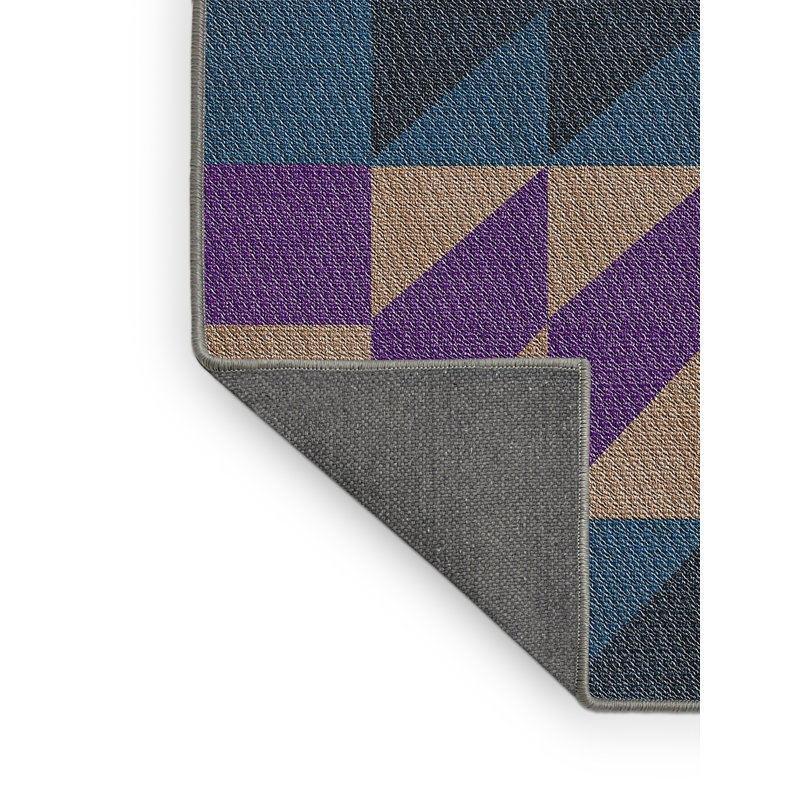 Tapis décoratif géométrique brun/bleu/mauve Rethman, Rectangle 7 pi x 10 pi