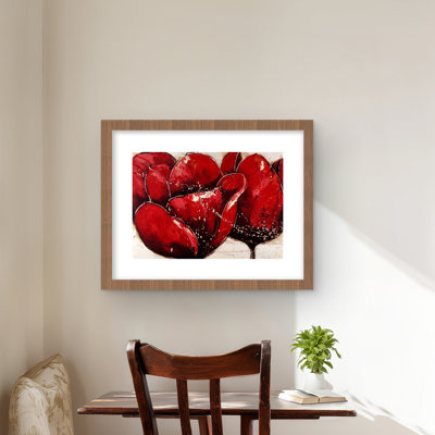 Red Tulips Closeup - Framed Matted Print for Home Decor