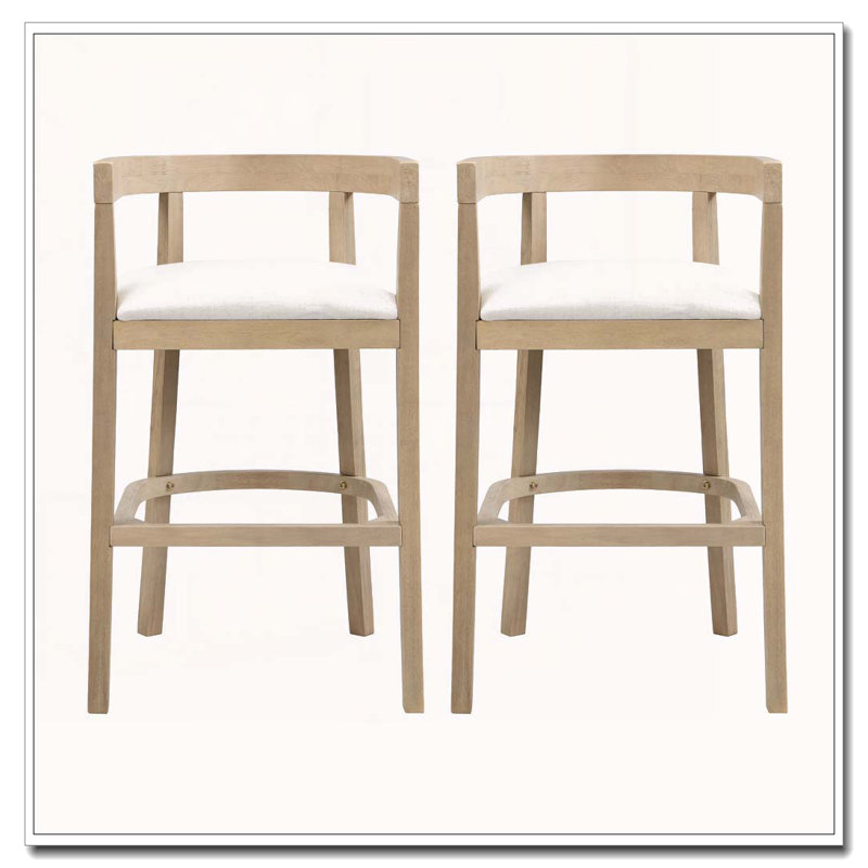 Tabouret de comptoir en bois d'hévéa, Beige