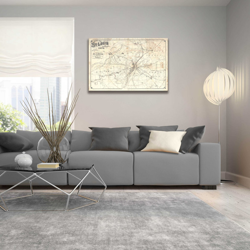 «Vintage St Louis Map v2» par Wild Apple Portfolio, art mural en verre acrylique, H 24 po x l 36 po x P 0,2 po