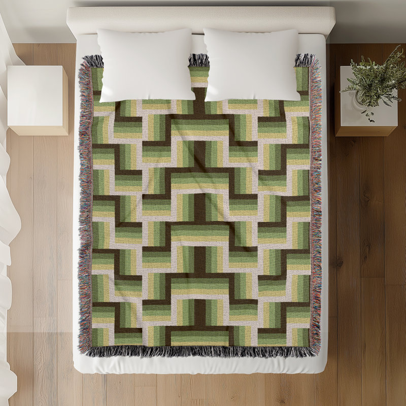 Jeté en mélange de coton Jansen, L 60 po x l 50 po, Chartreuse