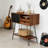 Mid Century Modern Record Player Stand With Vinyl Storage For 200 Albums Console