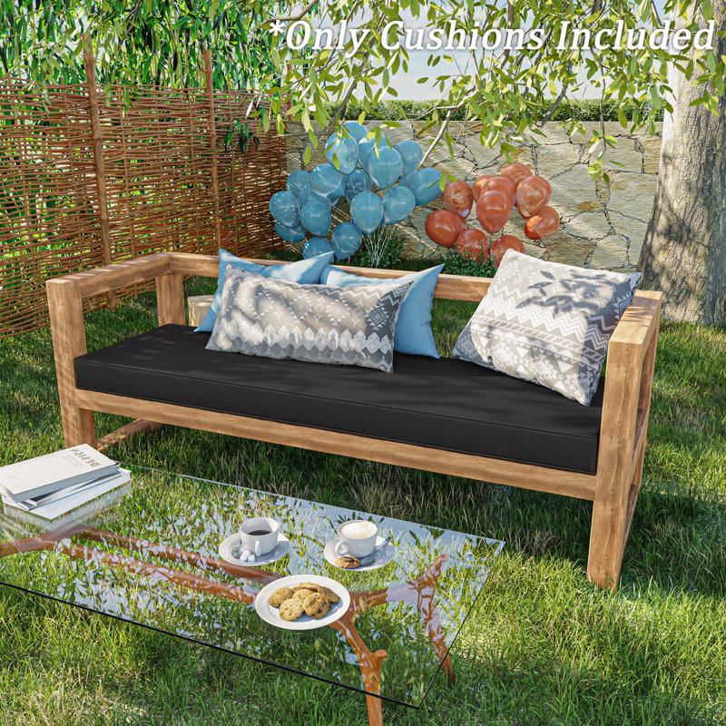 Outdoor 3.5'' Bench Seat Cushion, Available In 5 Sizes, Black, 42" W x 18" D