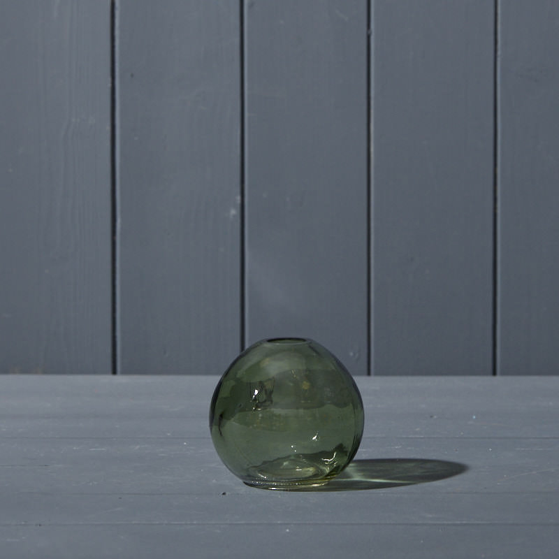 Globe Glass Vase D8.8 x H8cm Weight-189g, Vintage Green