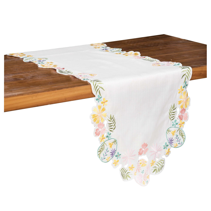 Elegant Easter Egg Cutwork Shaped Table Runner