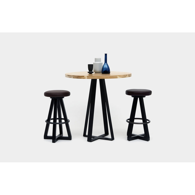 X3 30" Swivel Bar Stool, Blackbean, Blackened Steel, Black Oak