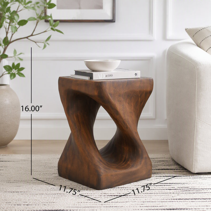 Table d'appoint à la texture imitation bois, Marron antique