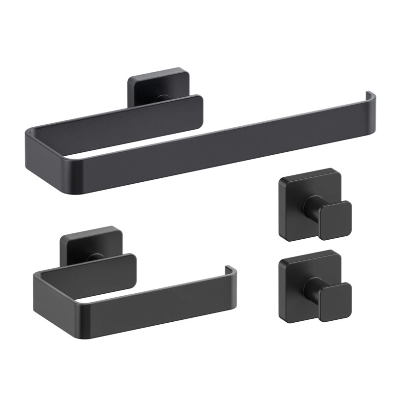 Blaze 4 - Piece Bathroom Hardware Set, Matte Black