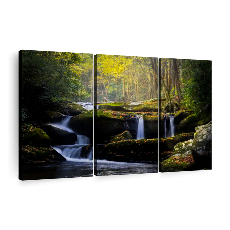 Stream In The Smokies Wall Art Multi Piece Canvas Print, H 24 po x l 38 po x P 1,25 po