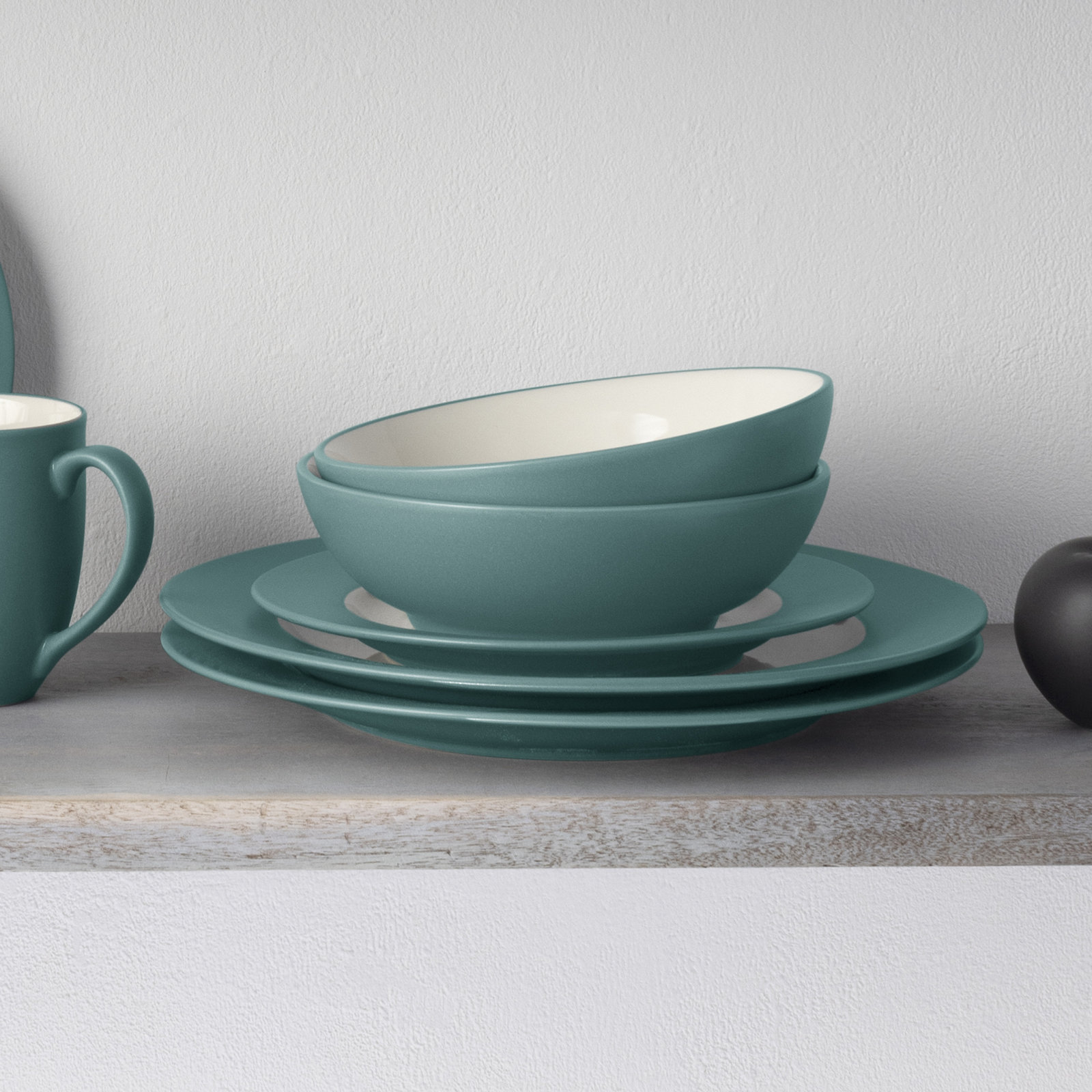 Noritake Colorwave 16-Piece Rim Dinnerware Set, Service for 4, Turquoise