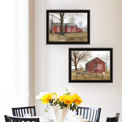 All American Barns Wall Art For Living Room. Decor. 2. Multicolor Wood+Paper. 18.51 In. Deep X 1.02 Wide 14.35 High. 5.01 Lb. Black Framed. Fade- Coat