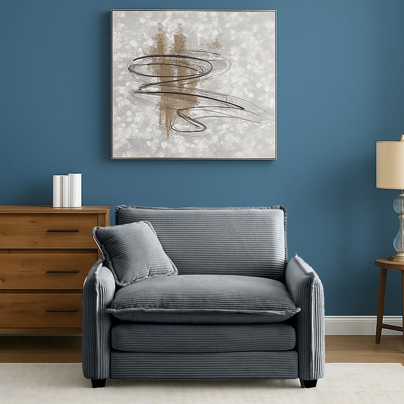 Fauteuil en velours côtelé 46 po Clevenger, Gris