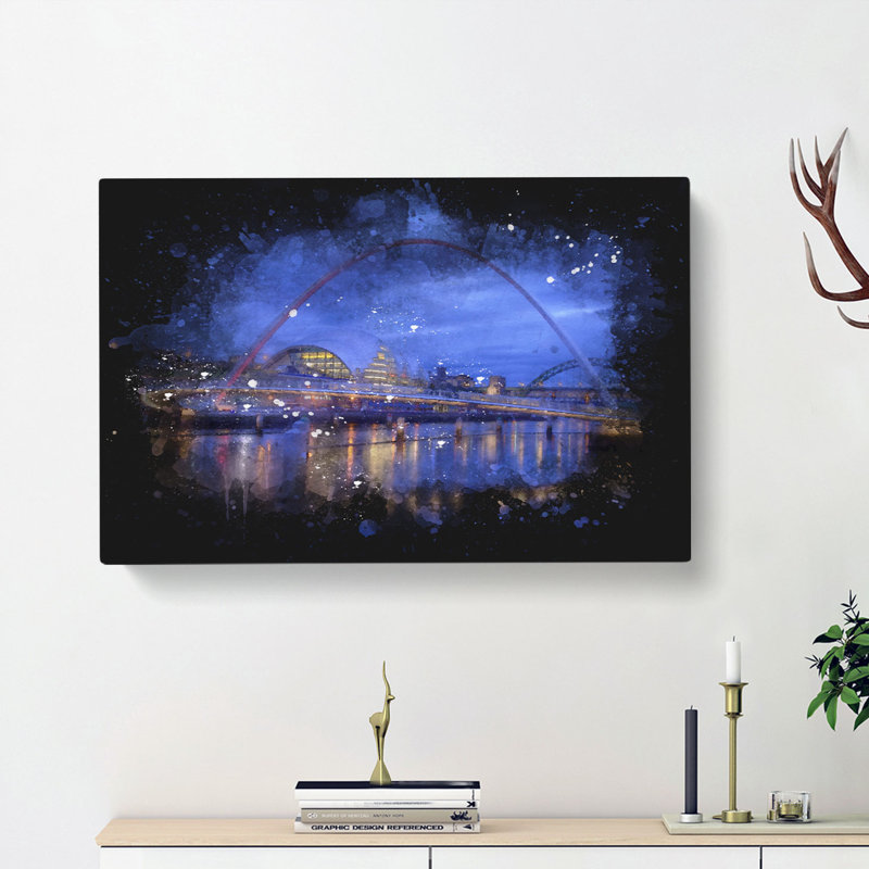 Millennium Bridge in Newcastle - Wrapped Canvas, 60cm H x 91cm W x 3cm D