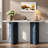 Narrow Console Table With Oval Marble Top, Curved Legs And Triangular-designed Base-1823264668