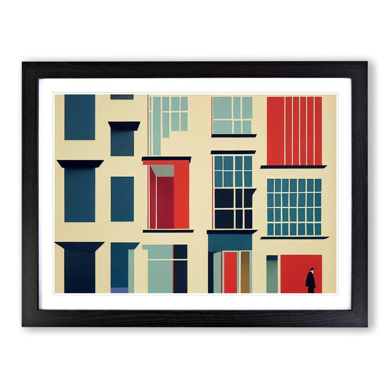Bauhaus Architecture Vol.2 Abstract - Single Picture Frame Print, 46cm H x 64cm W x 2cm D, Black
