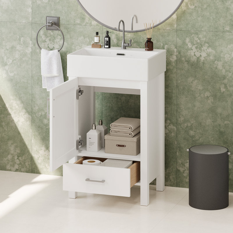20.2" Sink Vanity with Top and Drawer, White