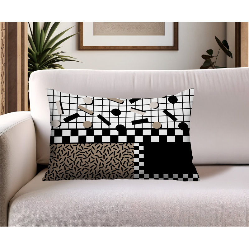 Coussin lombaire intérieur / extérieur Lumo, Rectangle H 18 po x l 25 po, Noir