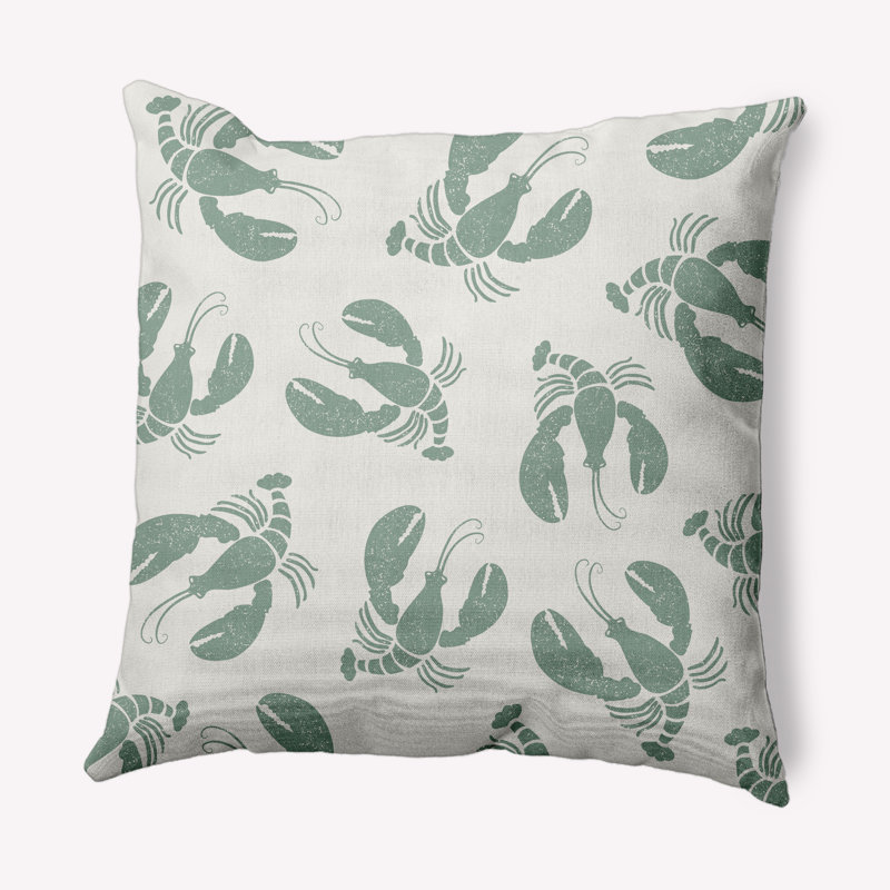 Coussin décoratif bord de mer Ludwig Lobster Fest PAN405, 20 po x 20 po, Sauge