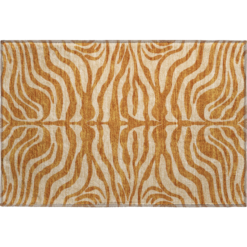 Premium Machine Washable Kian AMF1042 Animal Print Rug, Rectangle 1'8" x 2'6"