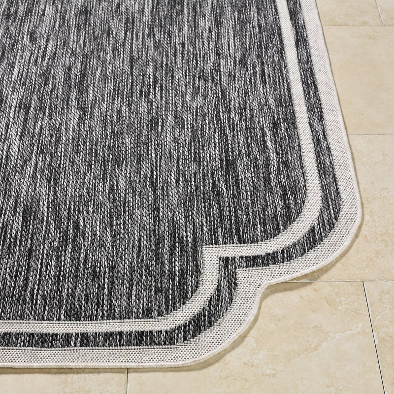 Skiles Machine Woven Rug, Runner 2'7" x 7'3", Black/Cream