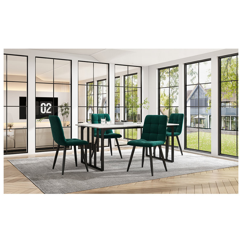 Melyna Metal Base Dining Table, Black