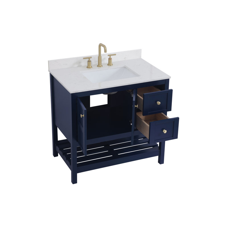 Krish 36'' Single Bathroom Vanity with Top, Blue