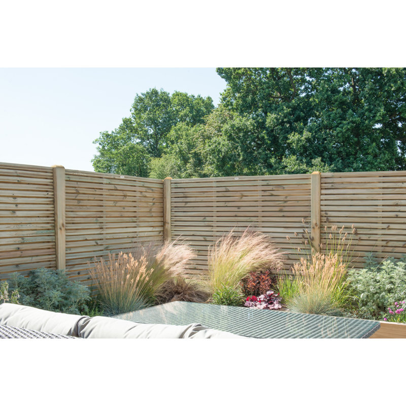 Forest Double Slatted Fence Panel, 150cm H x 180cm W x 4.50cm D