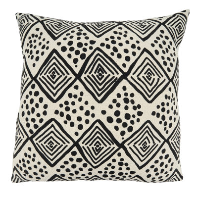 Noir Cotton Geometric 22" Throw Pillow Cover