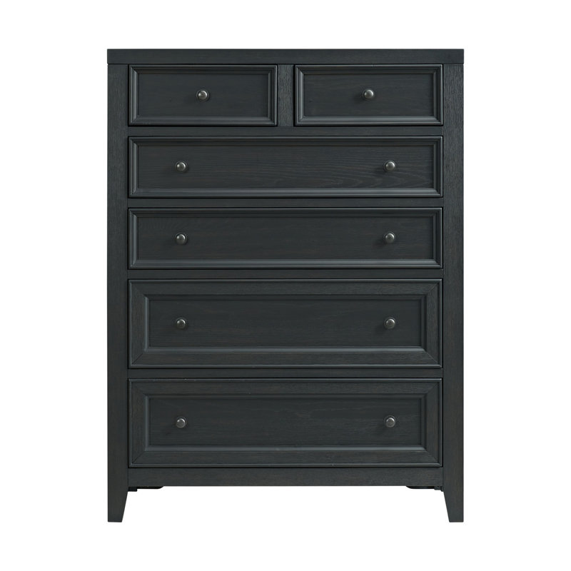 Commode 6 tiroirs ébène, Noir