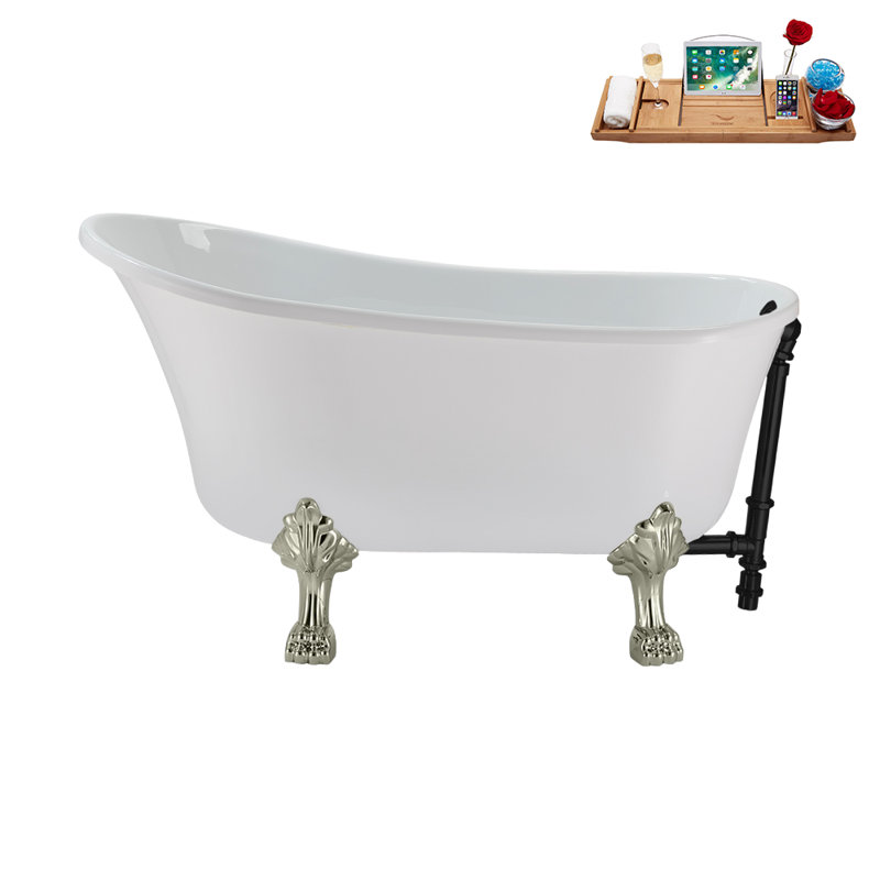 51.2'' x 25.6'' Soaking Acrylic Bathtub, Brushed Nickel, Matte Black