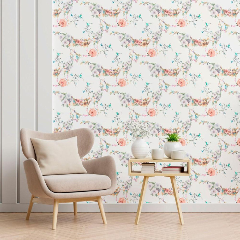 Rouleau de papier peint Antigua, Rose, L 126 po x l 24 po