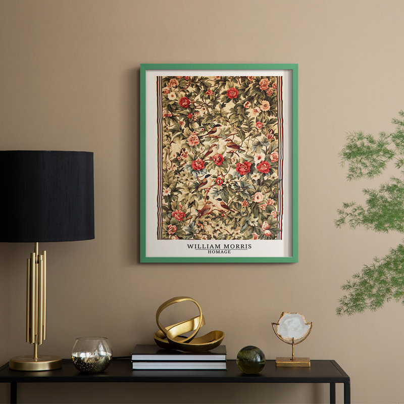 WM MORRIS Series CCXXXI Framed Print - Solid Wood, 21" H x 17" W, Green