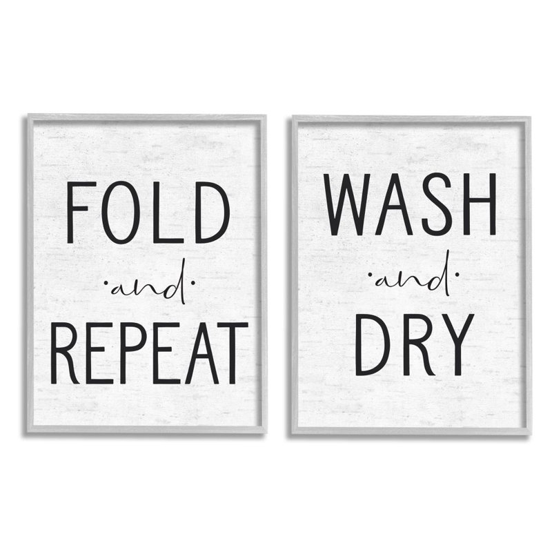 Ensemble de 2 reproductions d’art, "Laundry fold Laundry fold Wash dry" par Alphaband lined-ensemble de 2 reproductions d’art