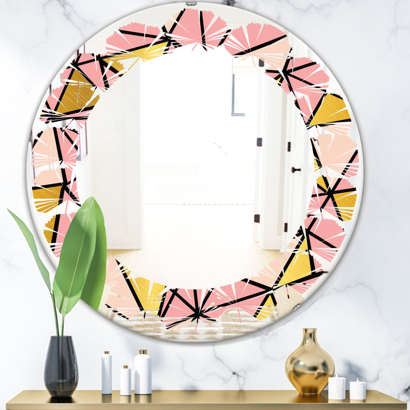 Modern Farmhouse Wall Mirror, 31.5" x 31.5" , Leaves Triangular Design II