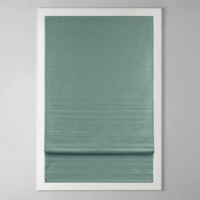 Printed Faux Silk Room Darkening Cordless Roman Shade Living Room Curtain Blackout Curtain, 39.05" W x 64.05" L, Green