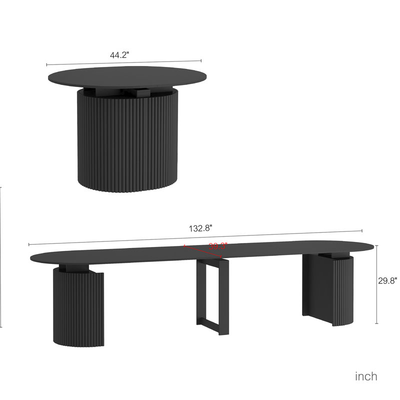 Table de salle à manger à rallonge Modern Modern, Noir