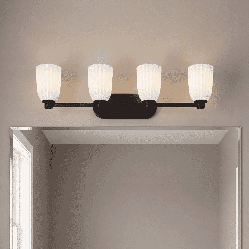 Éclairage pour meuble-lavabo 4 lumières noir mat, Matte Black, 4