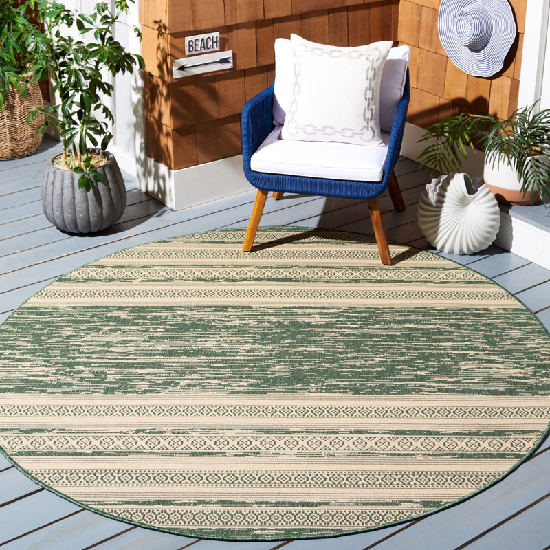 Courtyard Performance Southwestern Indoor/Outdoor Area Rug, Round 6'7"