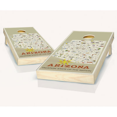 Ensemble de cornhole en bois massif avec sacs à affiche 2 pi x 4 pi Arizona