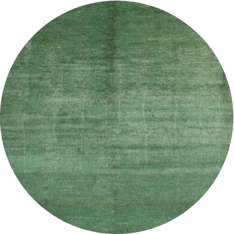 Tapis gris/vert contemporain, Rond 8 pi