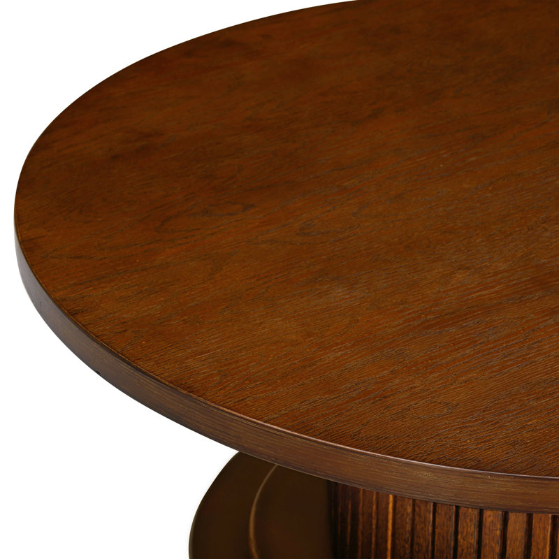 Table basse ronde en bois NTC Summit Modern Classic Tambour - imperméable et résistante à la chaleur, Noyer foncé