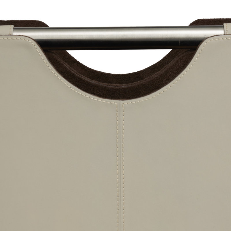 Lytham Brown Leather Decorative Magazine Holder with Divided Inside, 16" x 10" x 12", Light Gray
